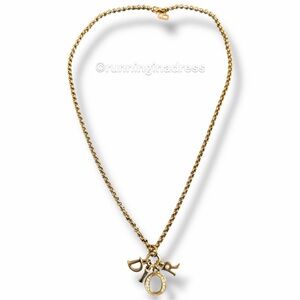 Christian Dior Gold & Crystal DIOR Spelled Out Charm Necklace Dio(r)evolution CD